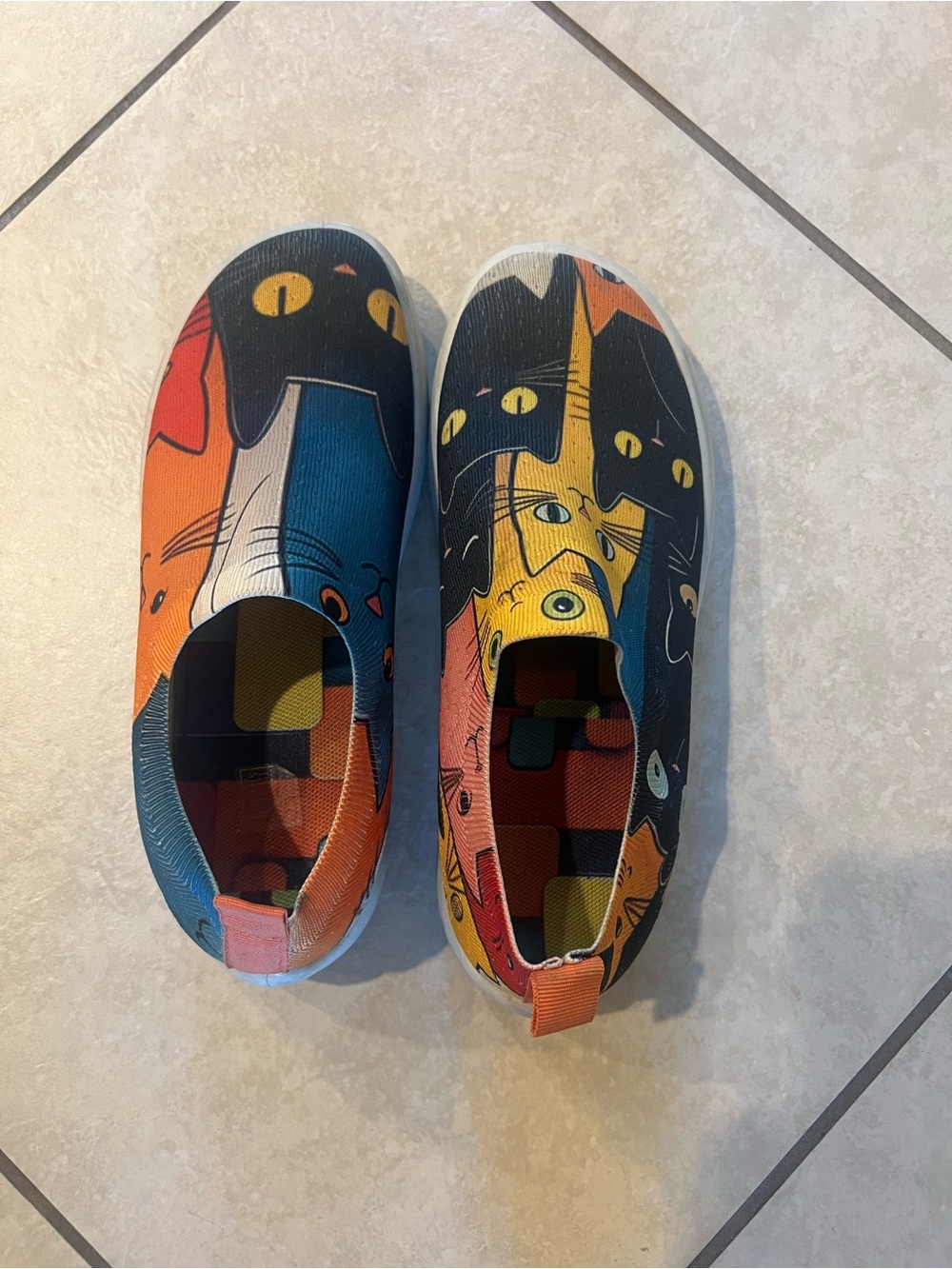 Source Unknown Black & Orange Cat Print Slip-On Flats comfortable - Picture 2 of 9
